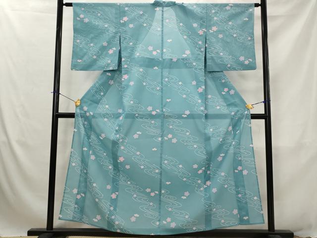 Rakuten - 平和屋着物＊夏物　小紋　絽　流水舞桜文　洗える着物　AABJ8787st