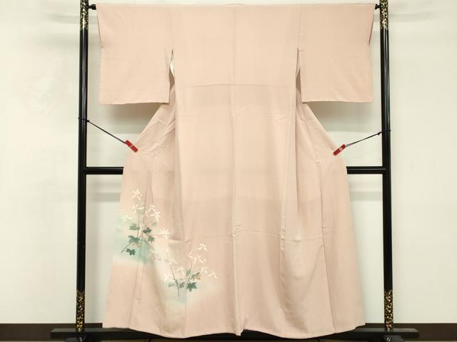 Ｓすごく大きいサイズお上正絹絽の無地ピンク地証紙付き作家物成竹登茂男落款入 dabf4359_02.jpg
