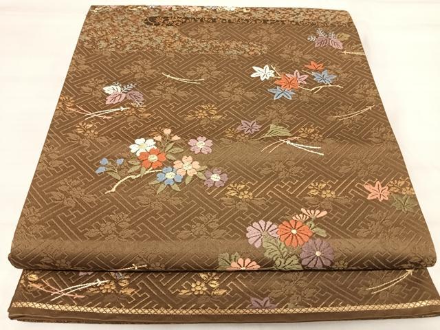 Other - 平和屋着物◎六通柄袋帯　唐織　枝花文　金糸　正絹　逸品　AABI5448yx