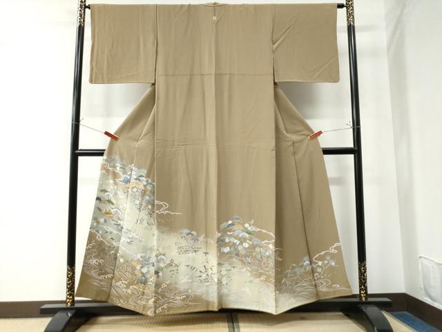 Kimono - 平和屋着物●豪華色留袖　立波籬松竹梅風景文　暈し染め　金彩　正絹　逸品　CAAW8637yc