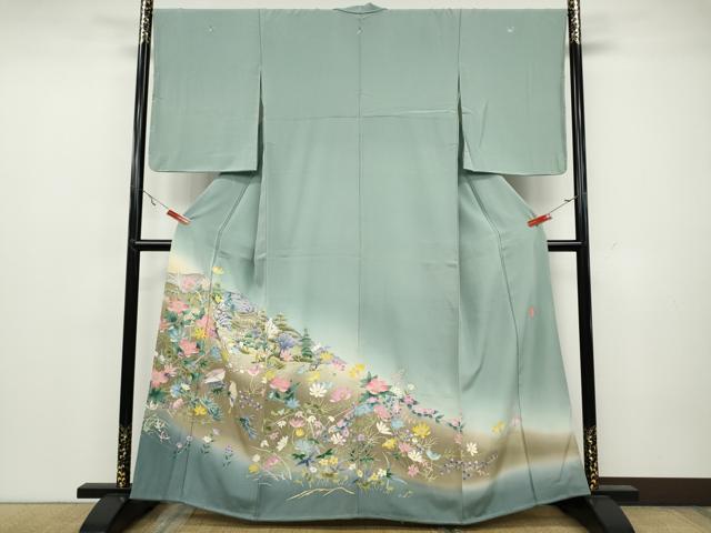 平和屋着物●豪華色留袖 友禅 作家物 風景花鳥文 暈し染め 正絹 逸品 CAAZ2479ut
