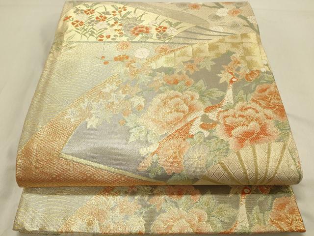 平和屋着物◎宝珠本佐賀錦 六通柄袋帯 九百錦 流水花鳥文 金糸 正絹 逸品 DAAV2856qp