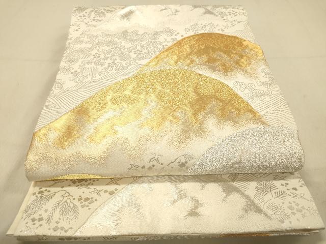 平和屋着物◎六通柄袋帯　重山花蝶文　金銀糸　正絹　逸品　DAAY4448jm
