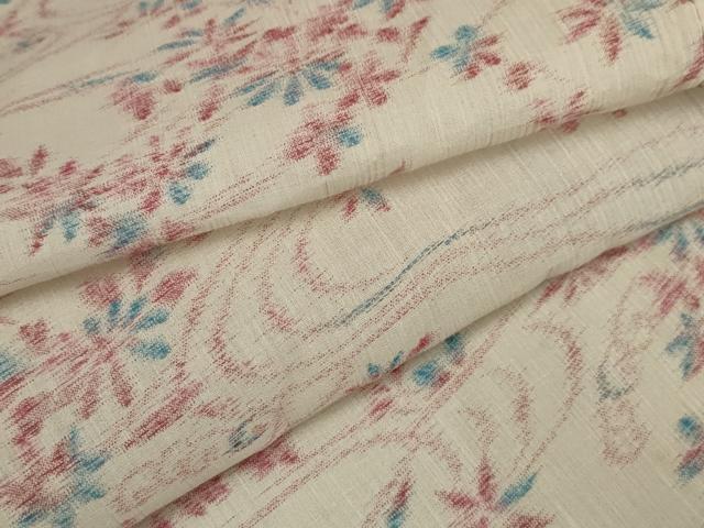 平和屋着物＊夏物 小紋 紗 流水花文 洗える着物 AAAY6964sx