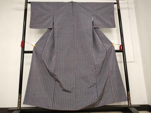平和屋着物■上質な紬　縞　正絹　逸品　AABC2934st