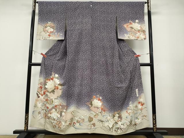 平和屋着物●現代アンティーク 貝島はるみ 綺麗伝説 訪問着 雪輪扇面草花文 暈し染め 正絹 逸品 CABB6273ut