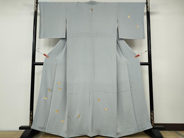 平和屋着物●訪問着　総刺繍　色紙草花文　金彩　鬼しぼ縮緬　正絹　逸品　CABD0206ut