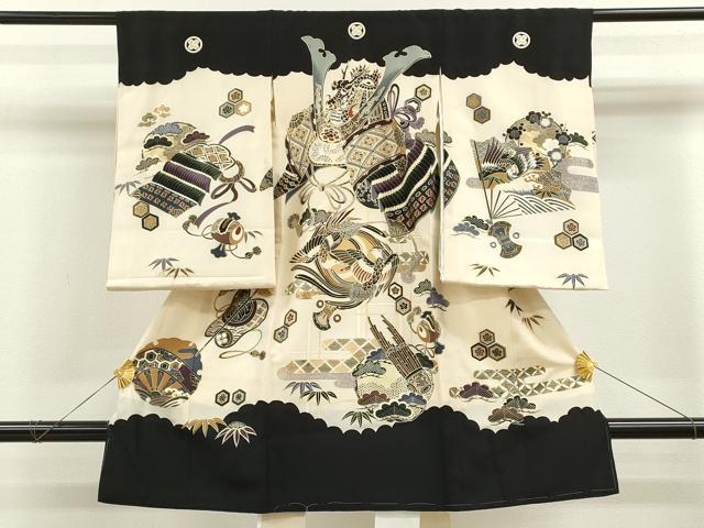 Kimono （For Girls） - 平和屋着物[]お宮参り　男の子　祝着　産着　初着　のしめ　龍　兜　鳳凰吉祥文　金彩　逸品　CAAZ6966ze