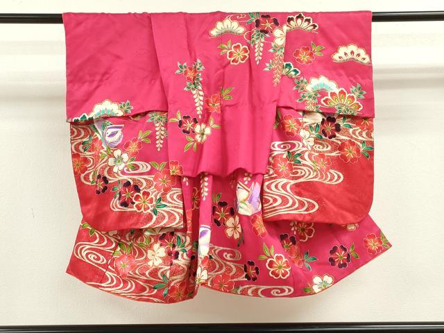 Rakuten - 平和屋着物[]七五三　女の子　3歳　祝着　三つ身　流水鴛鴦草花文　金銀彩　逸品　CAAZ7000ze