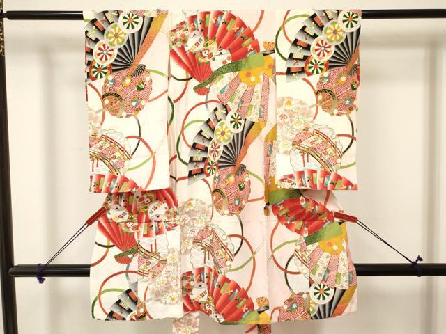 平和屋着物[]お宮参り　女の子　祝着　産着　初着　のしめ　糸車雪輪扇面源氏車花文　金彩　DAAY3224ma