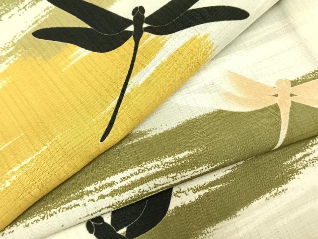 平和屋着物＊夏物　小紋　紗　蜻蛉　とんぼ　洗える着物　AABD0095fy