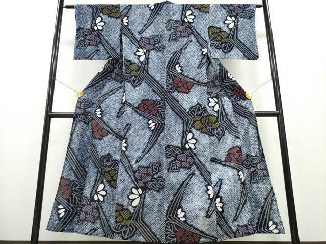 平和屋着物∴夏物　浴衣　有松鳴海絞り　薔薇　綿　逸品　CABA0464ng