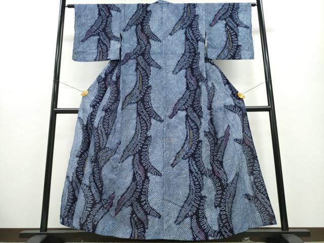 平和屋着物∴夏物　浴衣　有松鳴海絞り　草木文　三越扱い　綿　逸品　CABA0466ng