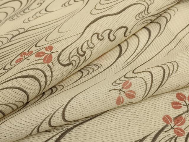 平和屋着物＊夏物　小紋　絽　立波萩文　正絹　逸品　AABC9851jd