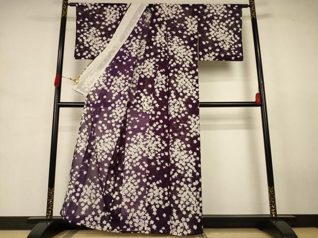 平和屋の平和屋着物＊夏物 小紋 絽 舞花文 洗える着物 AABJ8044jd｜アングル3