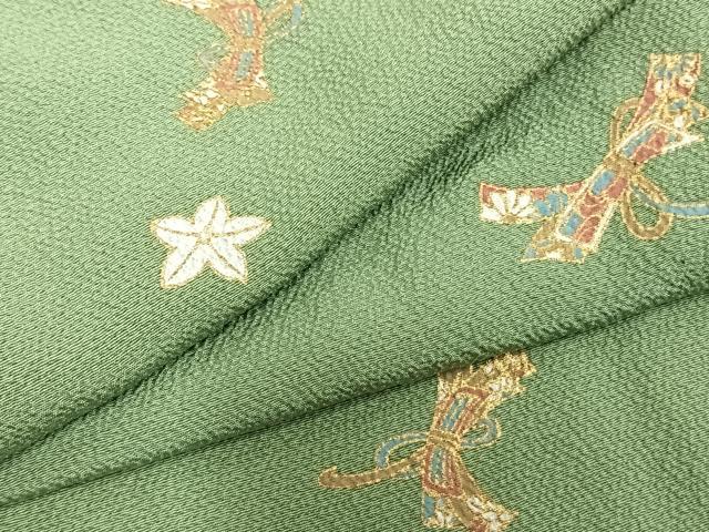 平和屋着物▽上質な小紋　単衣　束ね熨斗文　金彩　ますいわ屋扱い　正絹　逸品　AABC3980fy