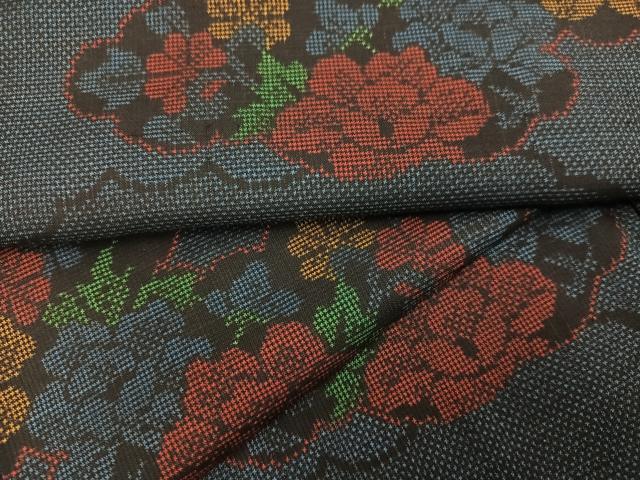 Kimono - 平和屋着物●本場大島紬　一元7マルキ　雲重ね花文　正絹　逸品　AABC9340ph