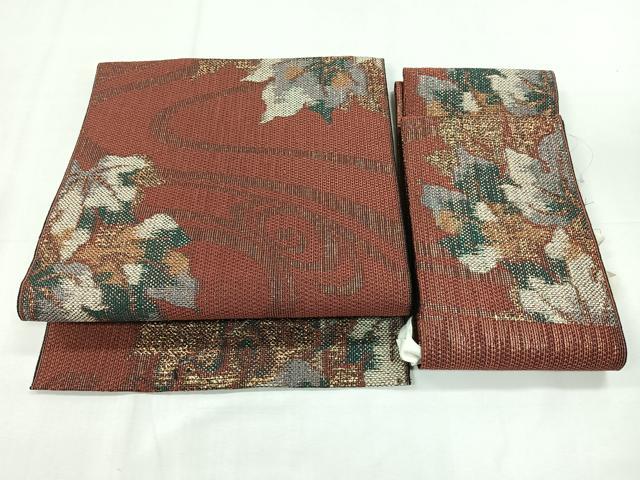Rakuten - 平和屋着物◎つけ帯　草葉文　正絹　逸品　未使用　CABE5643nb