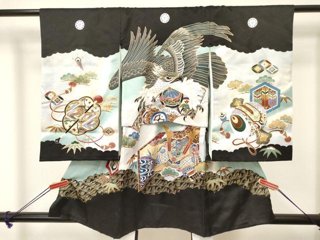 Kimono （For Girls） - 平和屋着物[]お宮参り　男の子　祝着　産着　初着　のしめ　鷹　鷲　龍　兜　松文　暈し染め　金彩　逸品　DAAW2925ma