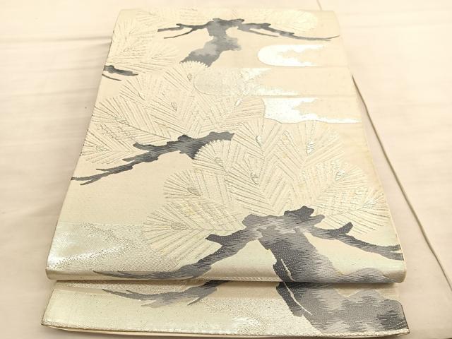 平和屋着物◎西陣　六通柄袋帯　唐織　松　銀糸　証紙付き　正絹　逸品　BAAV8542hv