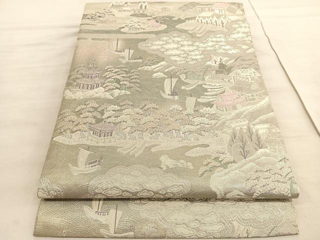 平和屋着物◎六通柄袋帯　天橋立図　プラチナ二重箔　正絹　逸品　BAAV8590hv