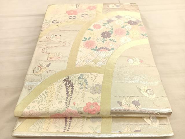 平和屋着物◎六通柄袋帯　唐織　小袖おしおどり文　金銀糸　正絹　逸品　BAAV8599hv