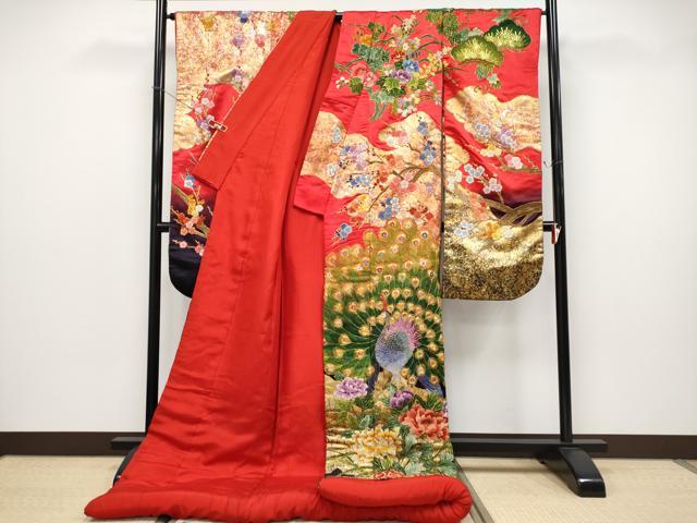 平和屋の平和屋本店●極上 中国三大刺繍相良刺繍 総刺繍 駒刺繍 色打掛 お引きずり 和装 婚礼 結婚式 花嫁 神社挙式 暈し染 金銀彩 逸品 CYAA4986s6｜アングル2