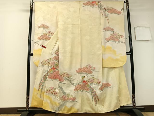 平和屋着物■豪華振袖 総刺繍 尾長鳥松文 暈し染め 金銀糸 正絹 逸品 CAAZ9867vp