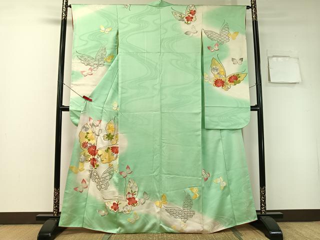 平和屋着物■豪華振袖 総刺繍 流水舞蝶花文 暈し染め 金銀糸 正絹 逸品 CAAZ9868vp