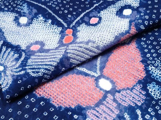 平和屋着物∴夏物　浴衣　有松鳴海絞り　芝草舞蝶文　綿　逸品　CABH1586ng
