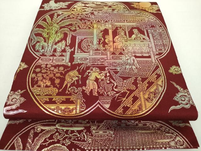 平和屋着物●龍村平蔵製　六通柄　本袋帯　西堆仙閣錦　金銀糸　正絹　逸品　DAAZ0810ps