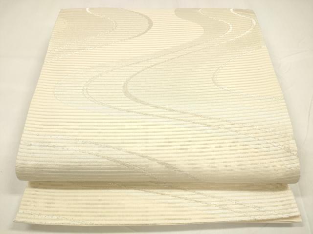 平和屋着物＊夏物 六通柄袋帯 流水文 銀糸 正絹 逸品 DABA0080cm