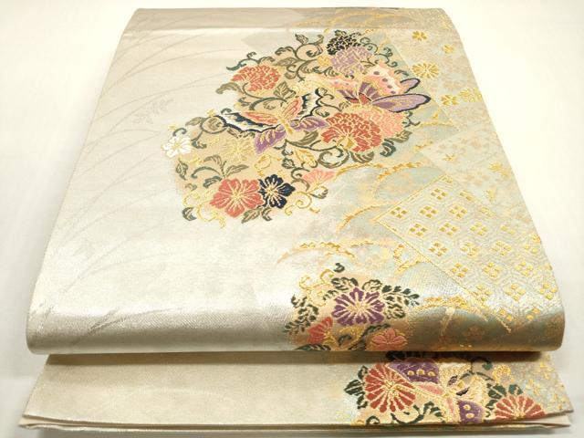 浴衣帯 - 平和屋着物◎六通柄袋帯　唐織　静風彩花文　金銀糸　正絹　逸品　未使用　DABF5290xg
