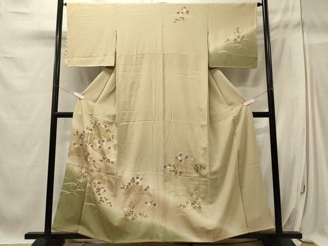 平和屋着物■訪問着 駒刺繍 枝梅松文 暈し染め 金彩 正絹 逸品 CABC4091oy