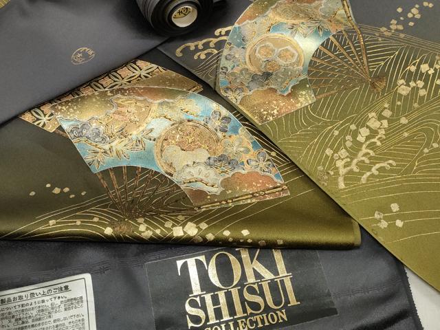 平和屋着物●TOKI志すい キモノモードオリジナルブランド　付下げ　反物　着尺　立波扇面花文　金彩　逸品　未使用　DABA7623zzz