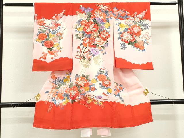 乐天商城 - 平和屋着物[]お宮参り　女の子　祝着　産着　初着　のしめ　花車文　暈し染め　金彩　逸品　CAAZ7057ze
