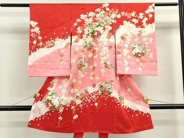 平和屋着物[]お宮参り　女の子　祝着　産着　初着　のしめ　雪輪重ね鴛鴦草花文　金彩　逸品　CAAZ7064ze