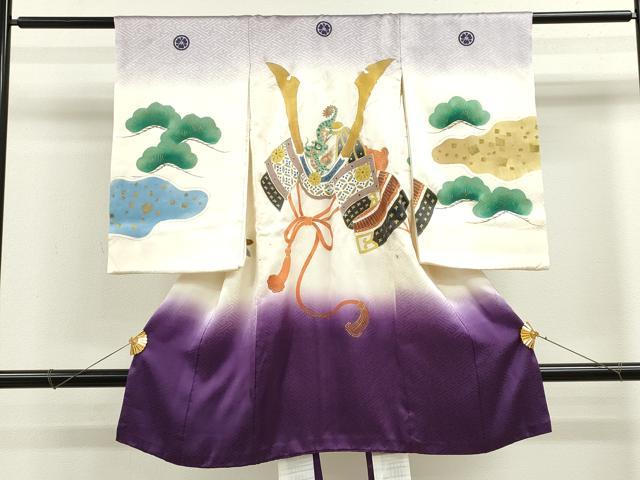 平和屋着物[]お宮参り　男の子　祝着　産着　初着　のしめ　駒刺繍　龍　兜松文　暈し染め　金彩　逸品　CAAZ7066ze