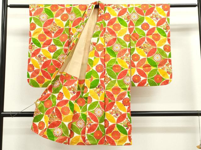 平和屋着物[]七五三　女の子　3歳　祝着　三つ身　七宝花文　金彩　逸品　CAAZ7073ze