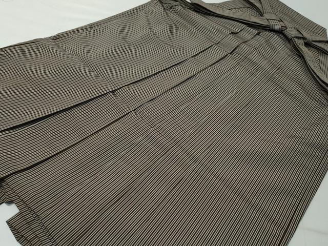 平和屋着物●男性　馬乗り袴　縞　正絹　逸品　CABA6035vf