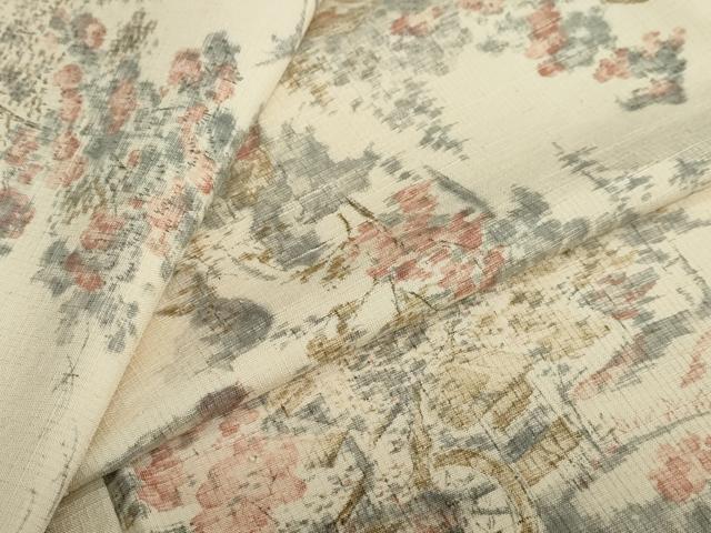 平和屋着物●上質な紬 風景草花文 正絹 逸品 DAAY5948ud