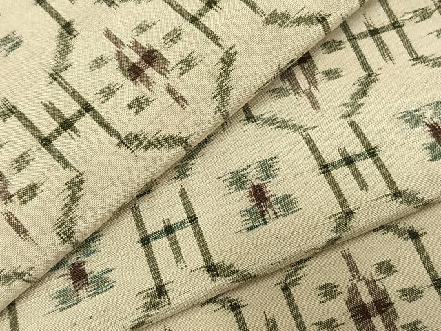Kimono - 平和屋着物▽上質な紬　単衣　幾何学文様　正絹　逸品　AABD0079fy