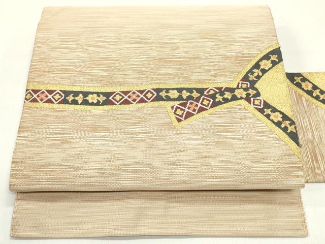 平和屋着物●爪掻き本綴れ　八寸名古屋帯　花菱横段文　金糸　正絹　逸品　DAAY0365ob