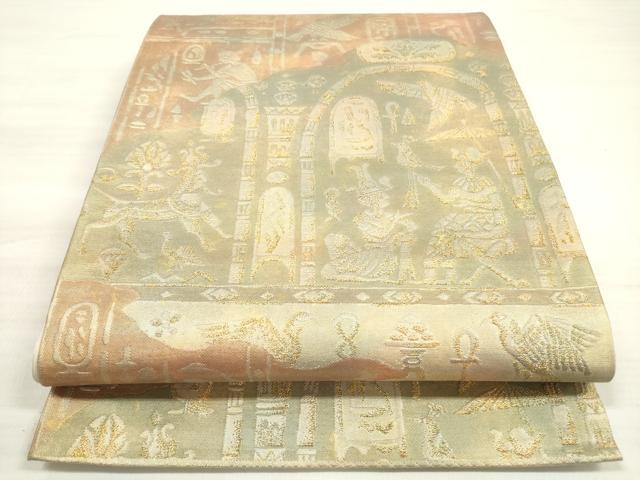 Rakuten - 平和屋着物◎六通柄袋帯　古代壁画文様　金糸　正絹　逸品　DABE8006xg