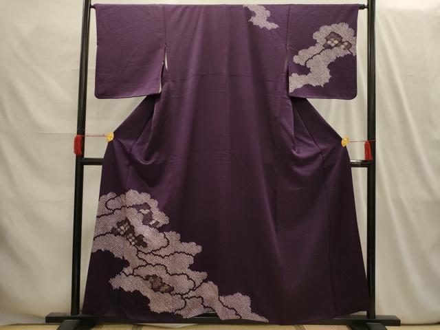 Rakuten - 平和屋着物■訪問着 駒刺繍 絞り 雲取り吉祥花菱文 金彩 正絹 逸品 AABI4151sx
