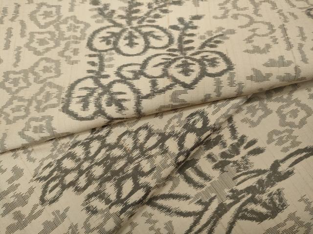 Rakuten - 平和屋着物●上質な紬　草花文　正絹　逸品　CABA1751ut