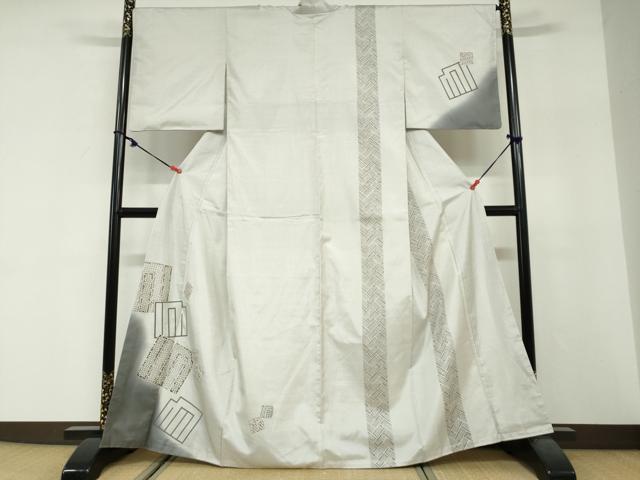 平和屋着物●本場縞大島紬　訪問着　白大島　源氏香　正絹　逸品　DABG2595ud