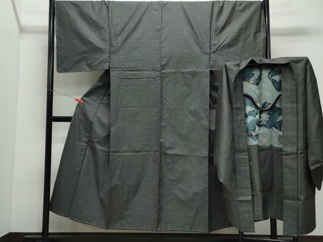 平和屋着物●男性　紬　アンサンブル　100亀甲　正絹　逸品　未使用　CAAZ8280vf