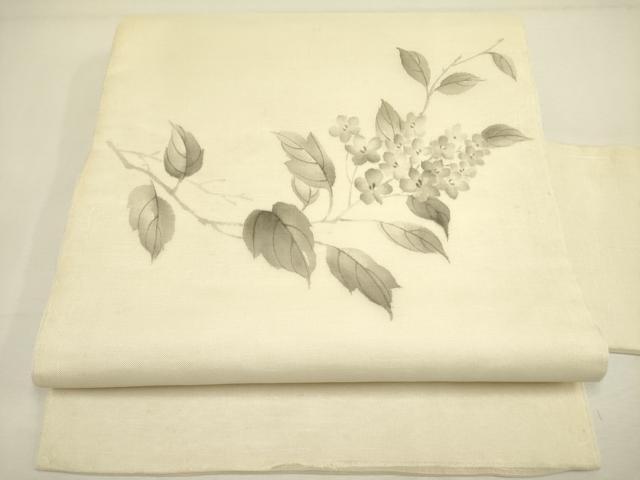 平和屋着物＊夏物　九寸名古屋帯　手描き　草花　正絹　逸品　DAAY2958op