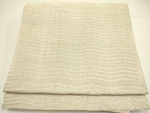 平和屋着物＊夏物 絽綴れ 八寸名古屋帯 よろけ縞 銀糸 正絹 逸品 DAAY2970op